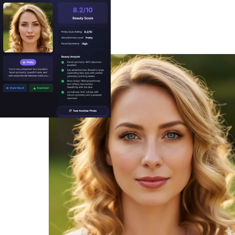 How beautiful am I - Olivia Lane beauty score 8.2/10, pretty with excellent facial symmetry